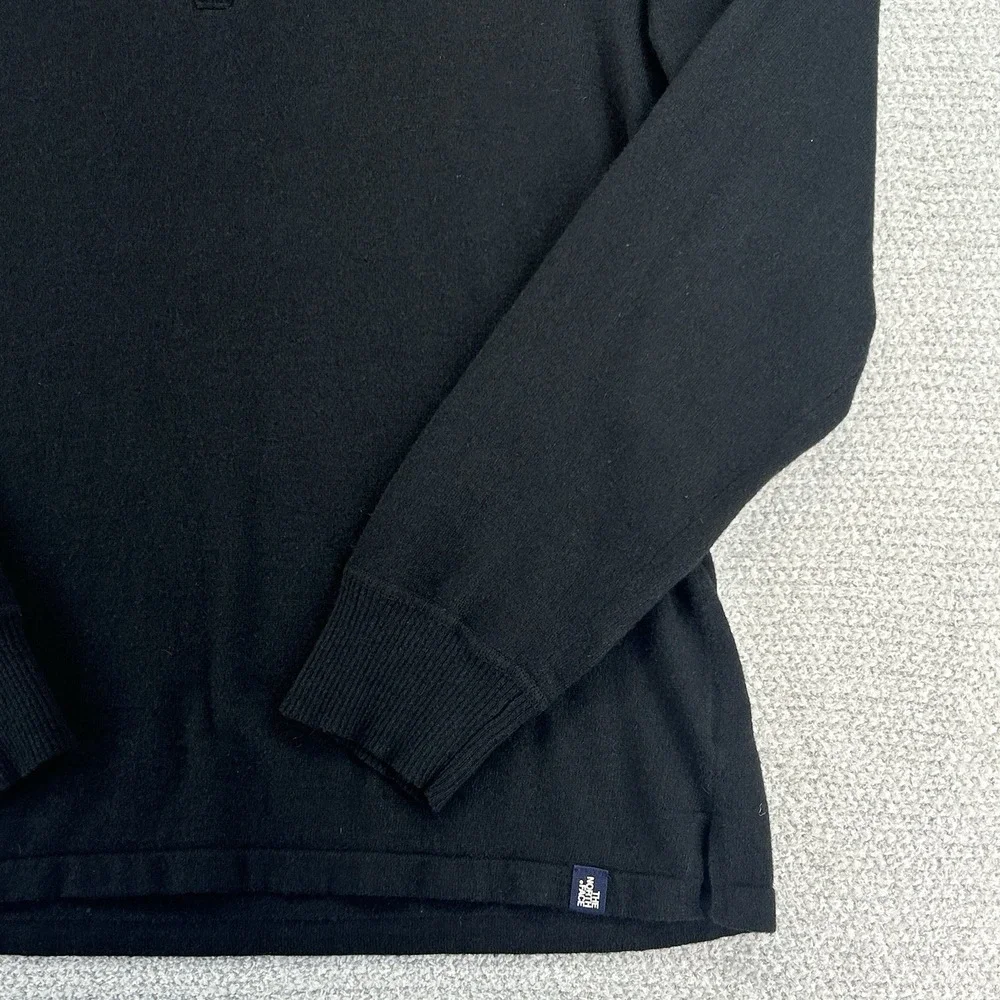 The North Face Sweater Mens Medium Black‎ Wool Blend Pullover 1/4 Zip Hike Camp